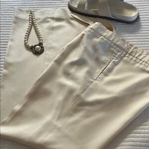 Oscar de la Renta Vintage 💯 Silk Cream Palazzo Pants Wide Leg Tie Waist Pockets